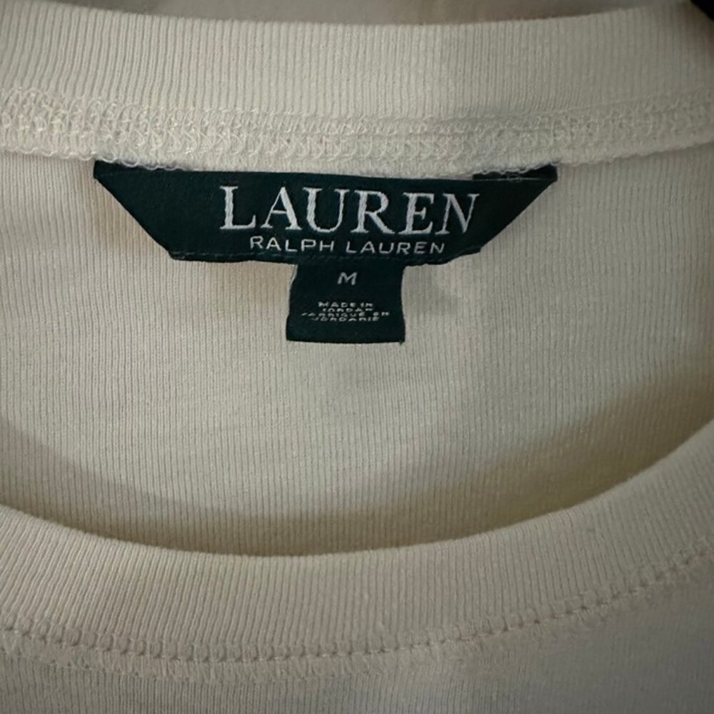Ralph Lauren White Long Sleeves T-Shirt Elbow Patch Everyday Medium Shirt - Picture 3 of 5